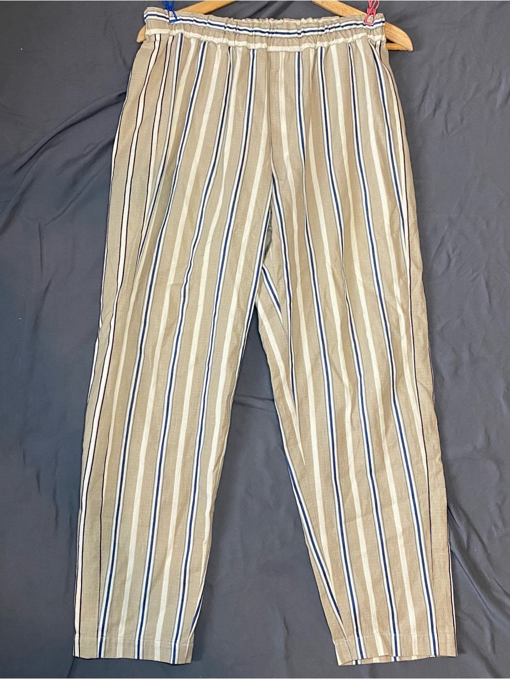 Comme Des Garcons Men’s Medium Striped Pants Elastic Waist Cotton Designer